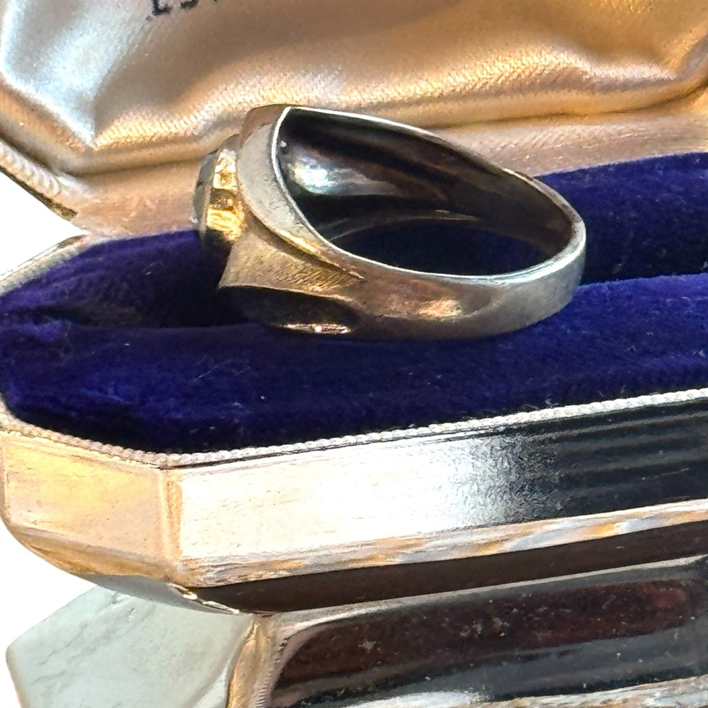 Mens MC Mid century 1960s sterling silver modernist 925 hematite ring - Picture 5 of 9